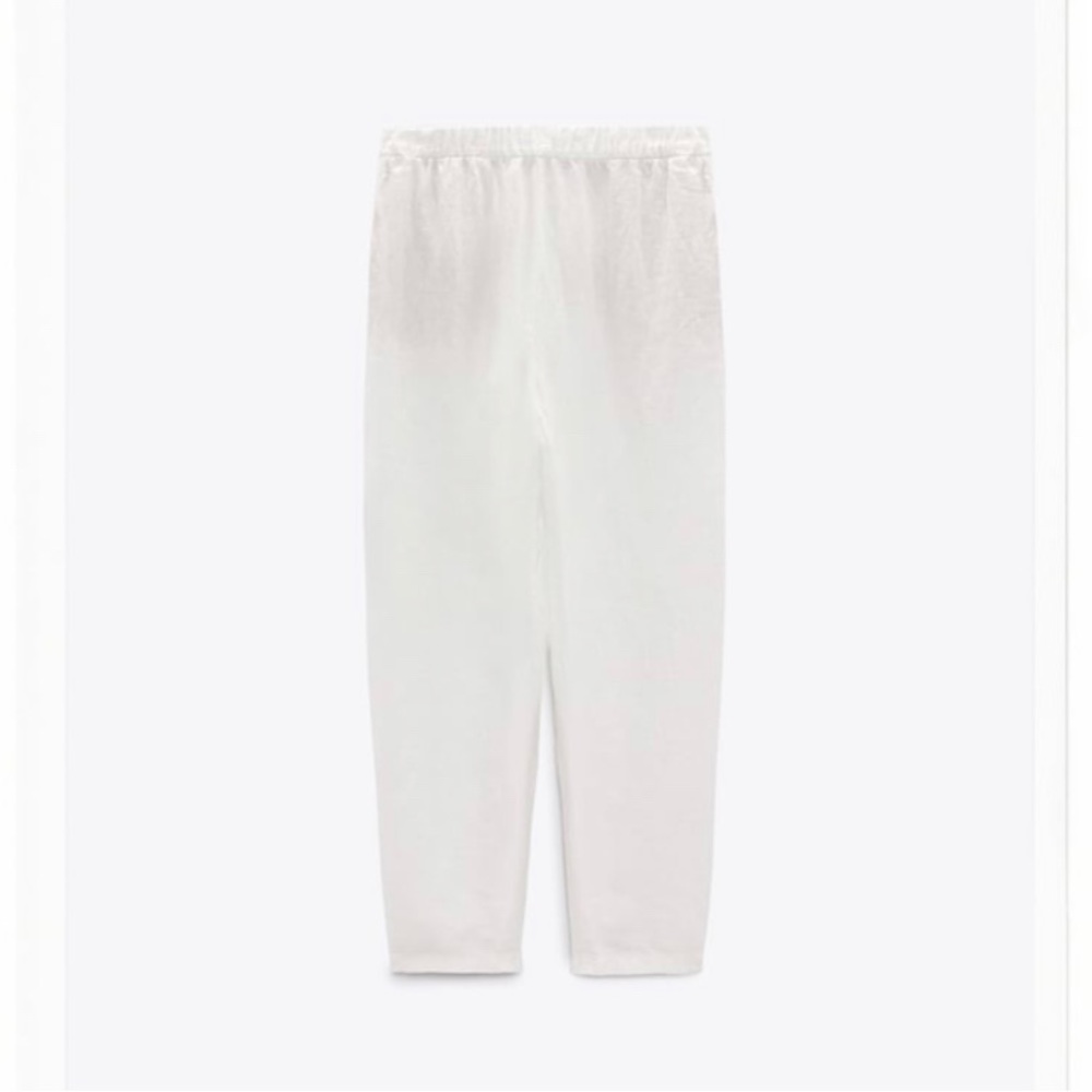 Straight Linen Pants White Zara NWT